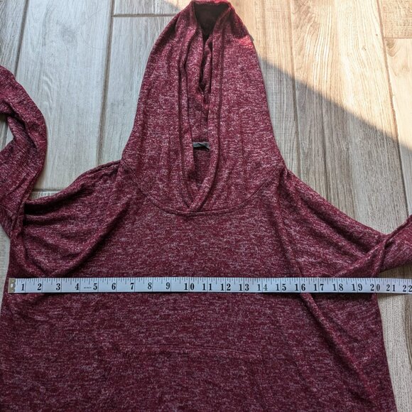 Don’t Ask Why Women’s Burgundy Marled Hooded Long Sleeve Top One Size - Picture 4 of 4
